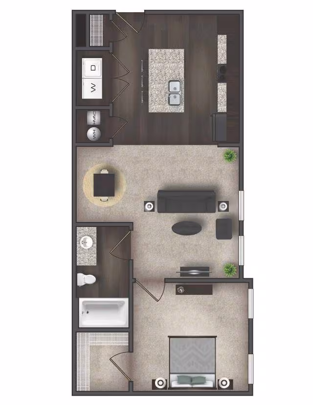 1 Bed • 1 Bath 2130 floor plan